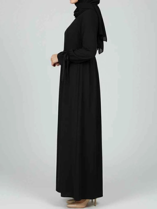 Latafa Black Modest Dress with Headscarf