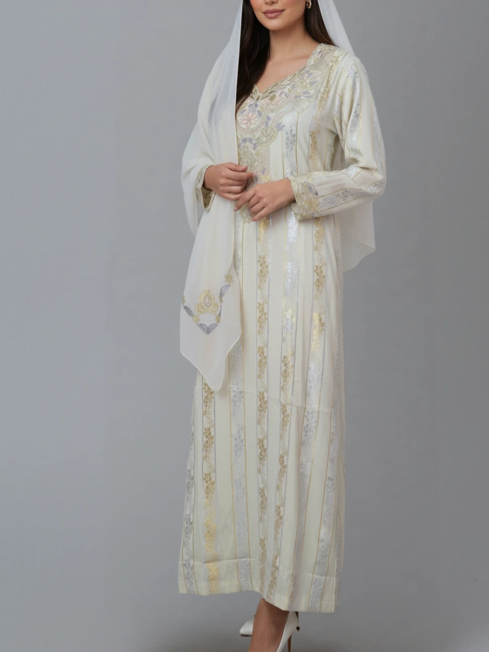 Luxury Emirati Al Mukhawwar Kaftan | Indonesian Silk Dress