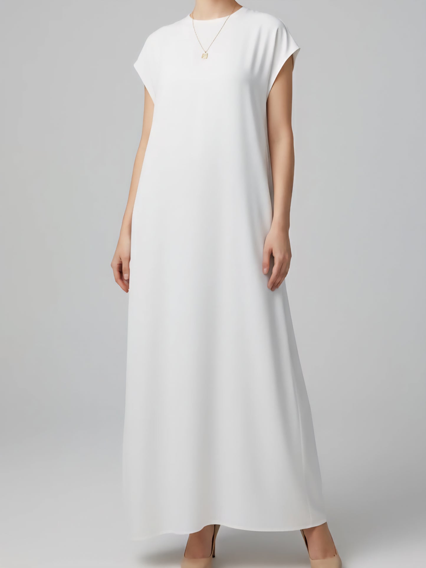 Modern modest fashion – Dubai two-piece beige abaya with matching belt and scarf for elegant everyday wear