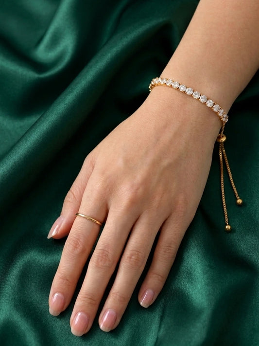 Elegant justerbart tennisarmband med zirkoniastenar – vattentåligt smycke