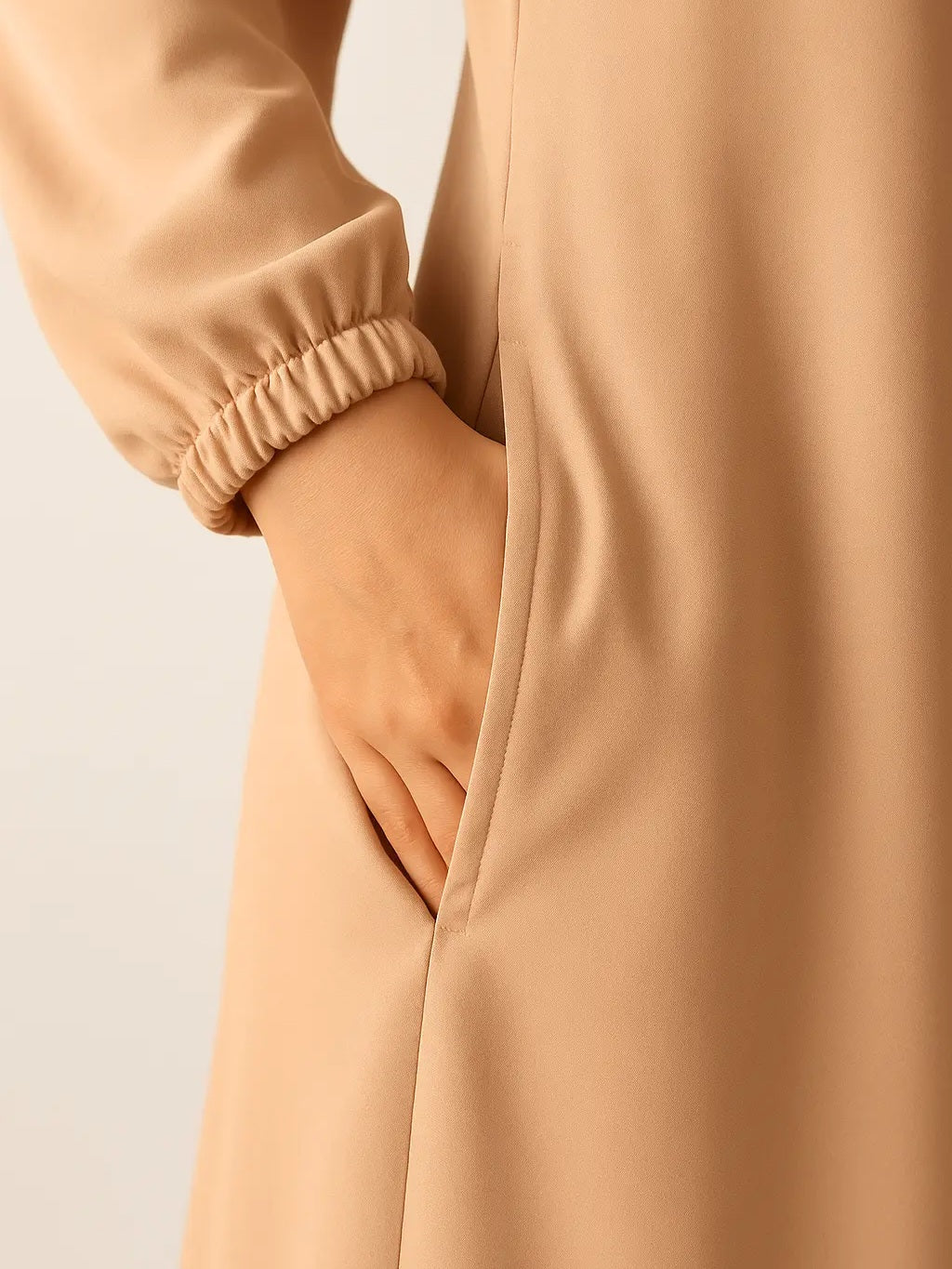 Nidah Premium Vardagsabaya – Beige med Fastsydd Sjal