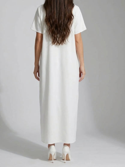 White inner slip dress for abaya, long with half sleeves