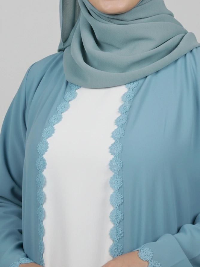 Blue one piece open abaya