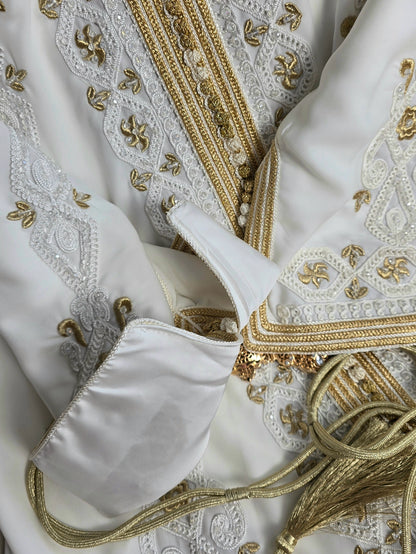 White Moroccan kaftan with embroidery 