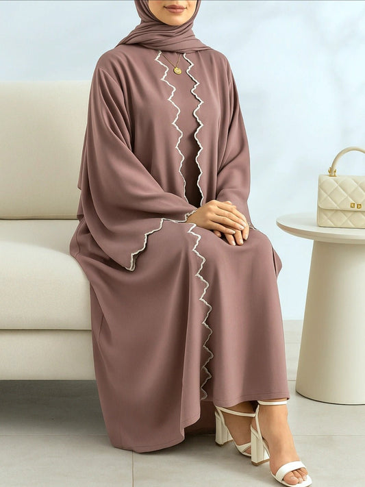 Amwaj two - piece brown abaya - Emara ModestyAbaya