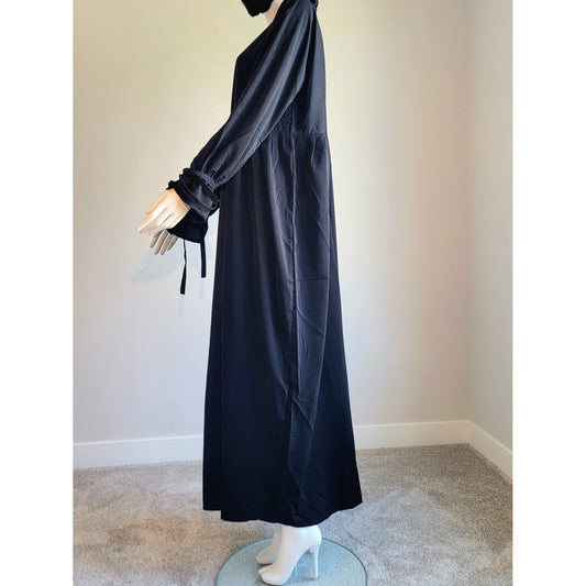 Black Long Islamic wear in closed abaya form for Muslimah women