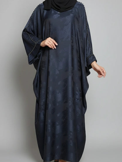 Handmade satin abaya dress for women, perfect for Eid and Ramadan