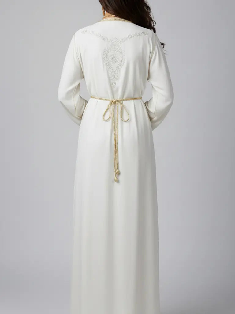 قفطان مغربي أبيض أصلي 