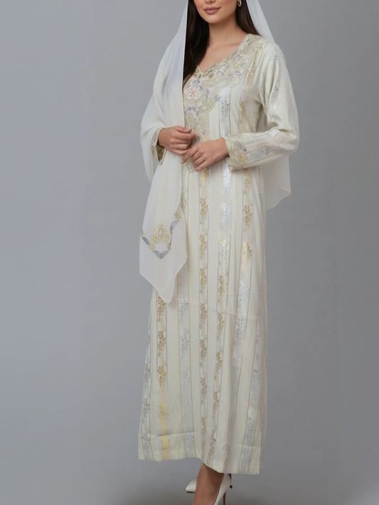 Luxury Emirati Al Mukhawwar Kaftan | Indonesian Silk Dress