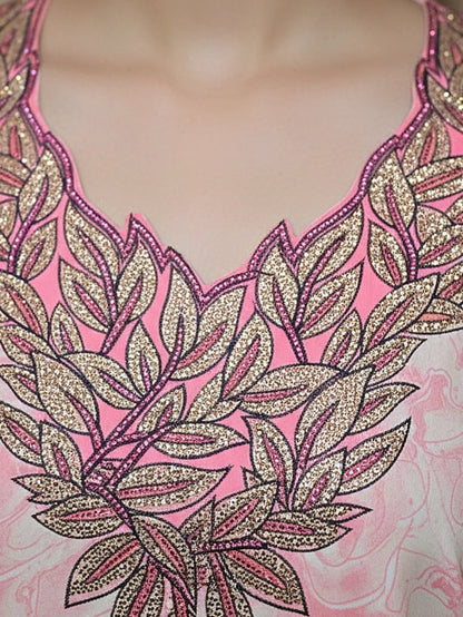 “Luxury Muslim jalabiya and silk kaftan for women – modest fashion outfit for Eid gatherings – full sleeve caftan with shawl and embroidered details.”