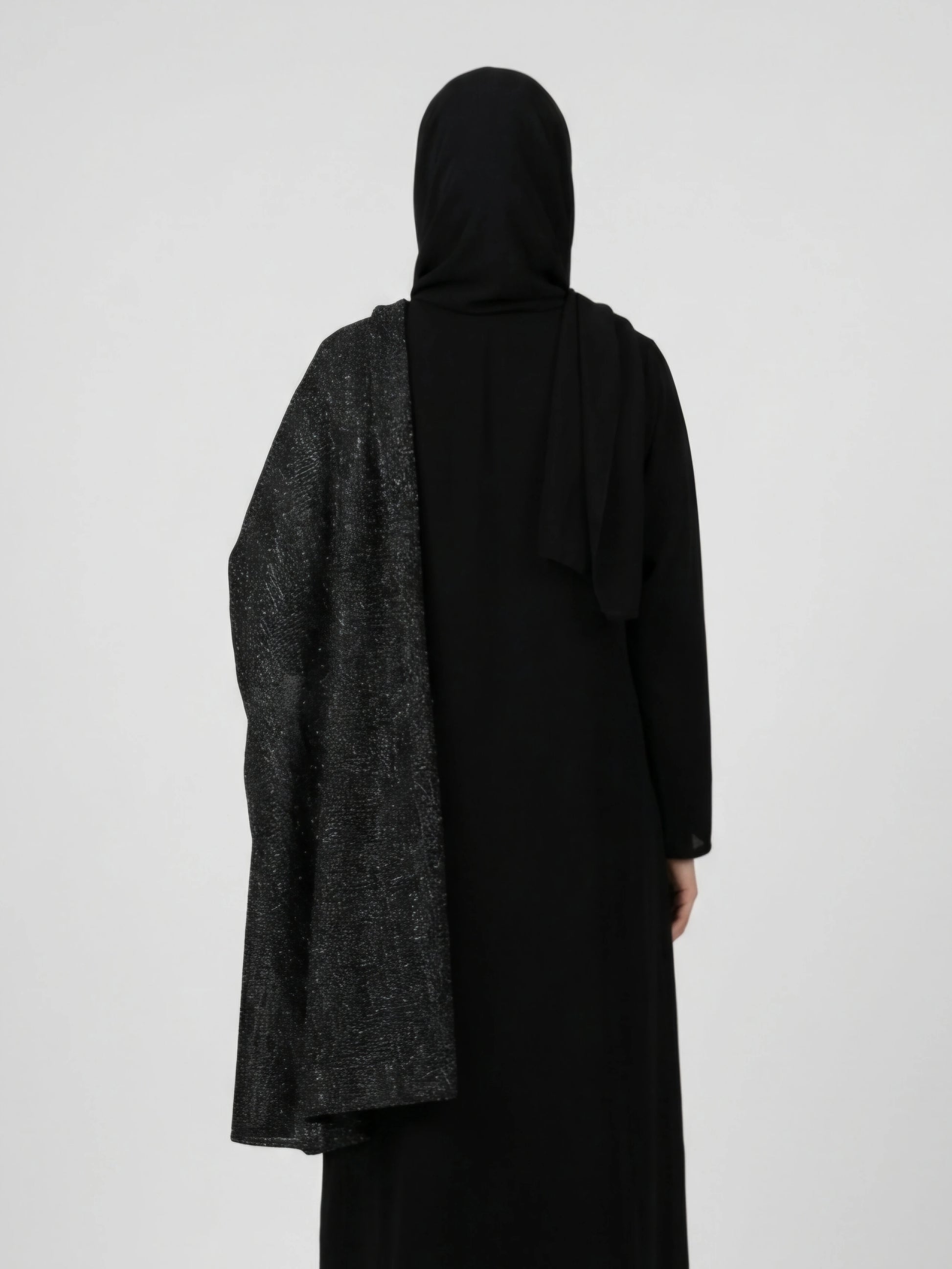 Dubai-inspirerad svart öppen abaya för modest och elegant stil