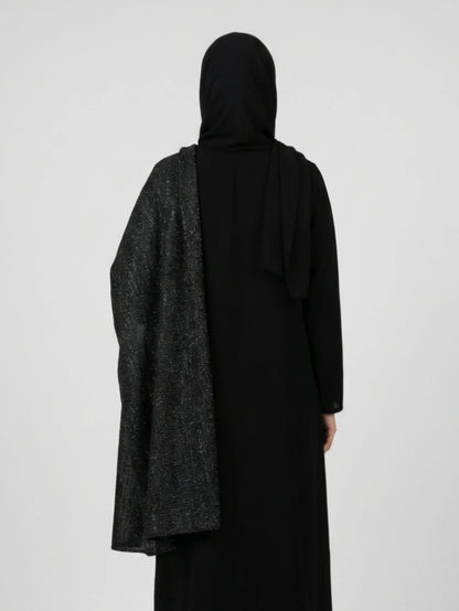 Dubai-inspirerad svart öppen abaya för modest och elegant stil