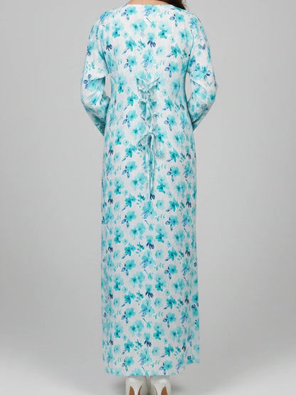 Arabisk sidenklänning Mukhawar med broderad sjal och elegant passform