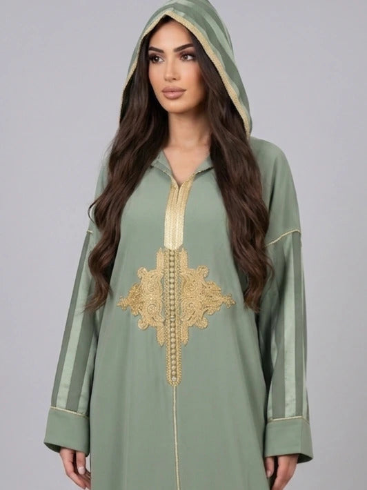 Moroccan Hooded Kaftan Jelabeya – Luxury Embroidered Moroccan Dress
