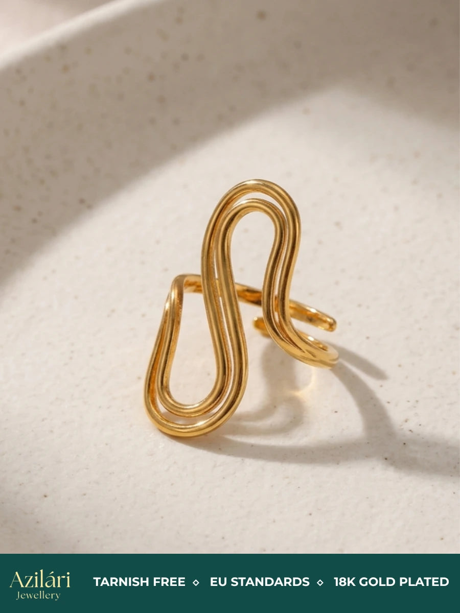 Elegant justerbar dubbel-lagers ring med S-design – vattentålig och blekningsfri