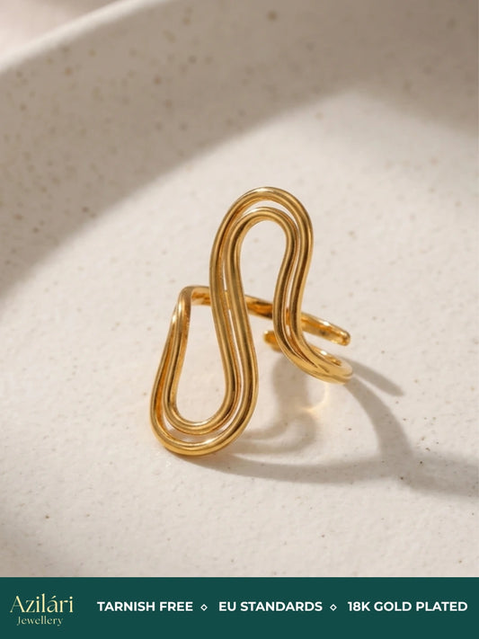 Elegant justerbar dubbel-lagers ring med S-design – vattentålig och blekningsfri