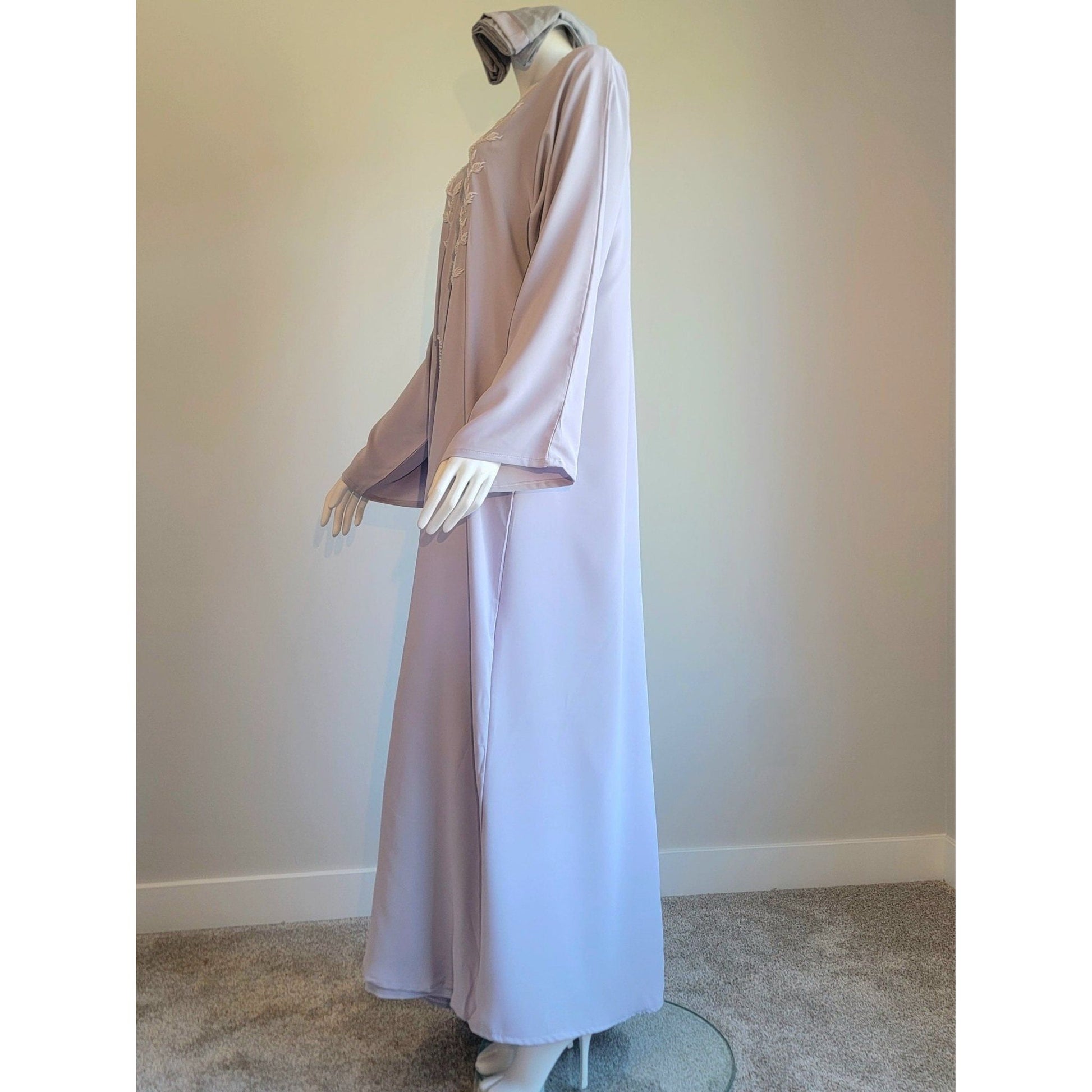 Luxury grey 3 abya with embroidery 