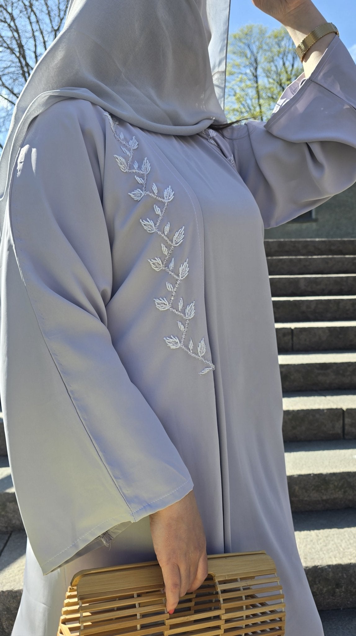 Modest kimono eid abaya with inner dress and hijab