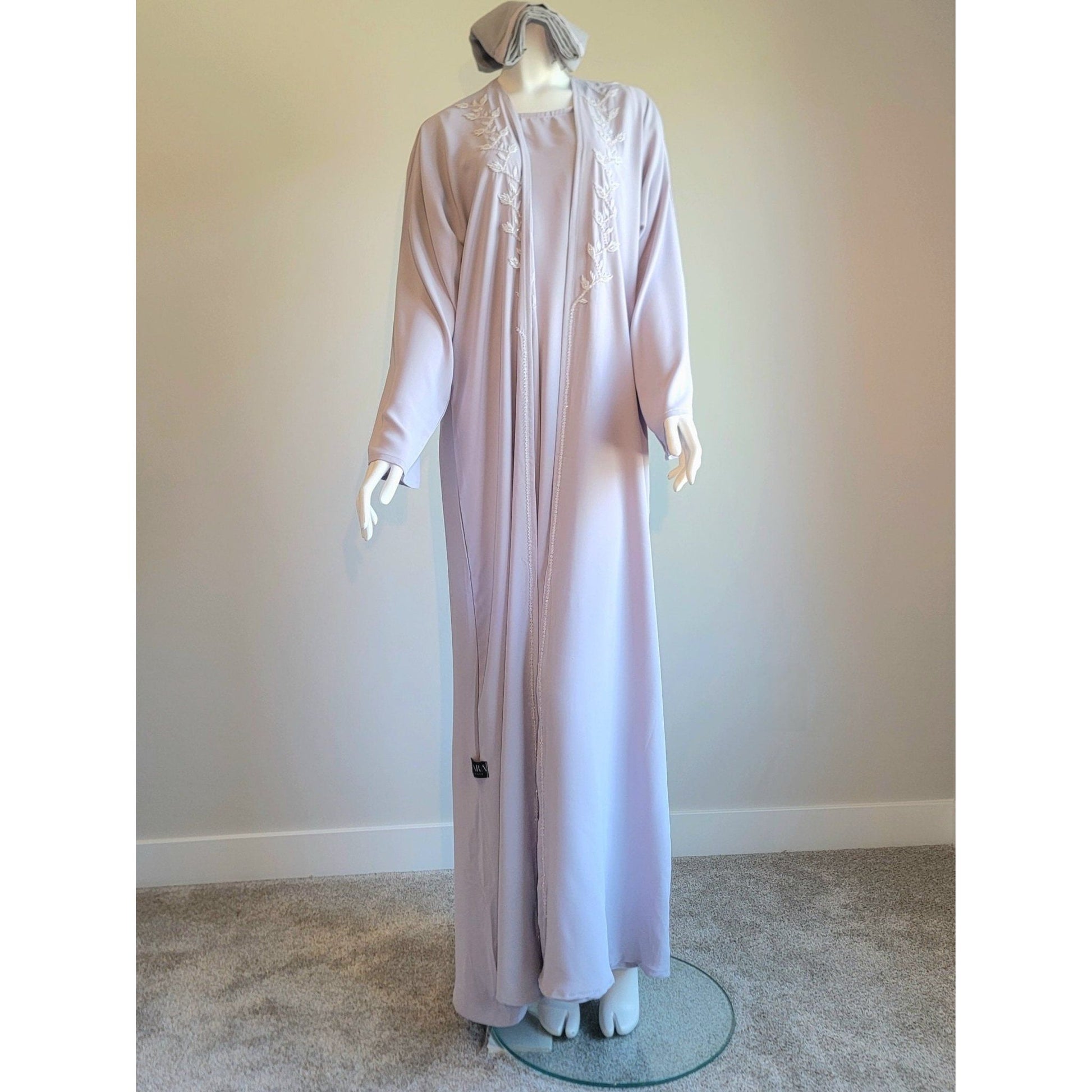 Luxury grey abaya with embroidery for event 