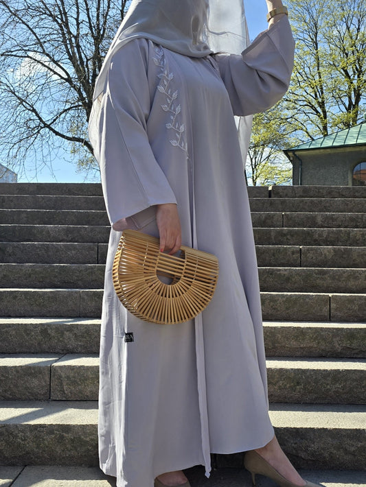 Abaya hijab set in 3-piece modern Islamic fashion with embroidery